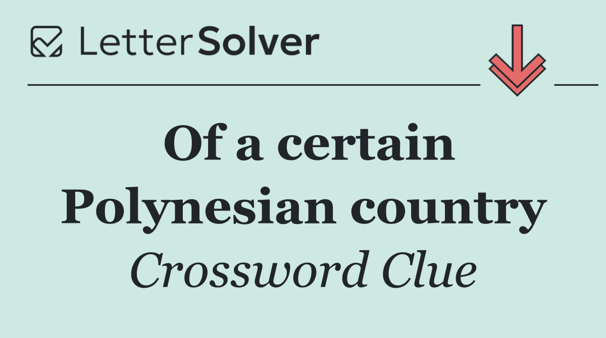 Of a certain Polynesian country