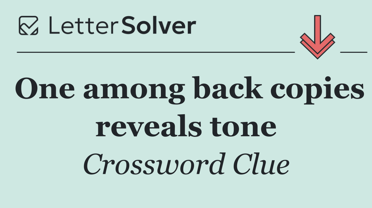 One among back copies reveals tone