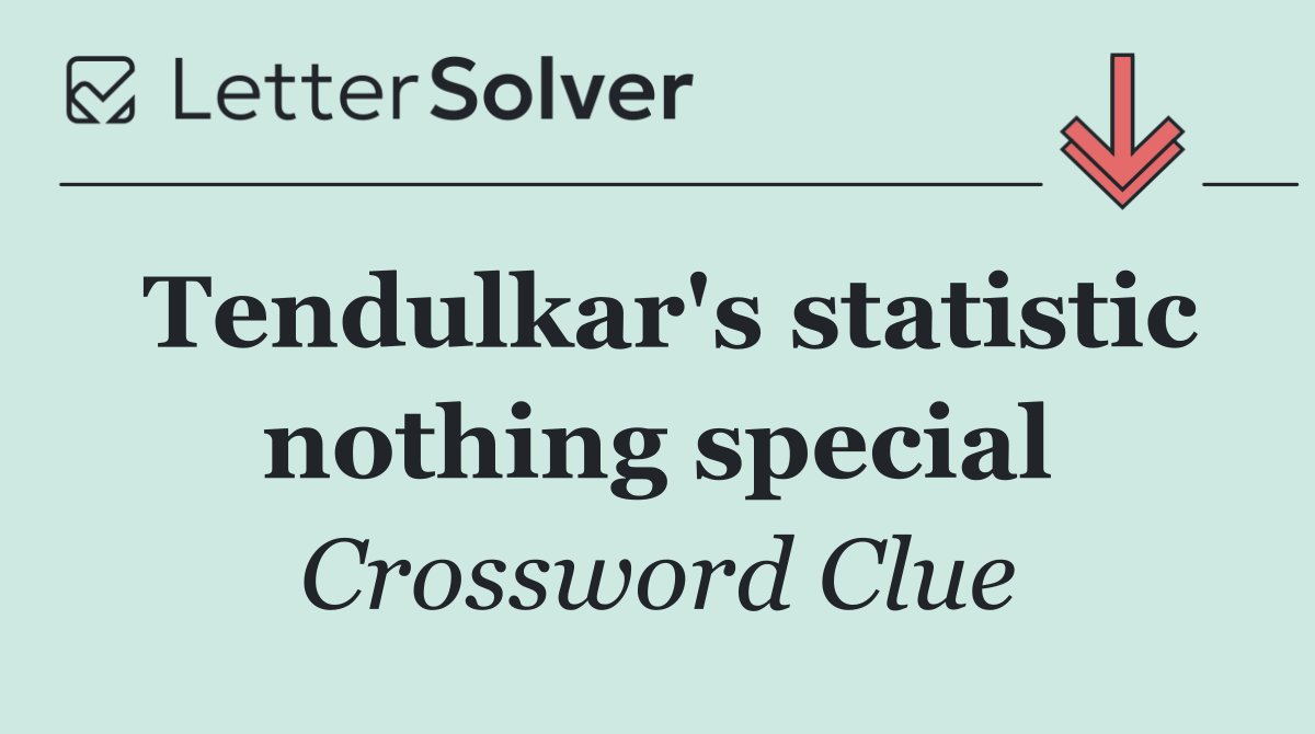 Tendulkar's statistic nothing special