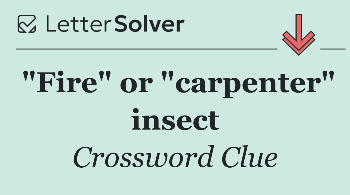 "Fire" or "carpenter" insect
