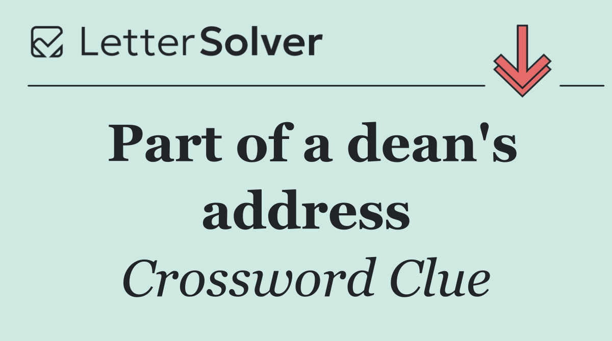 Part of a dean's address